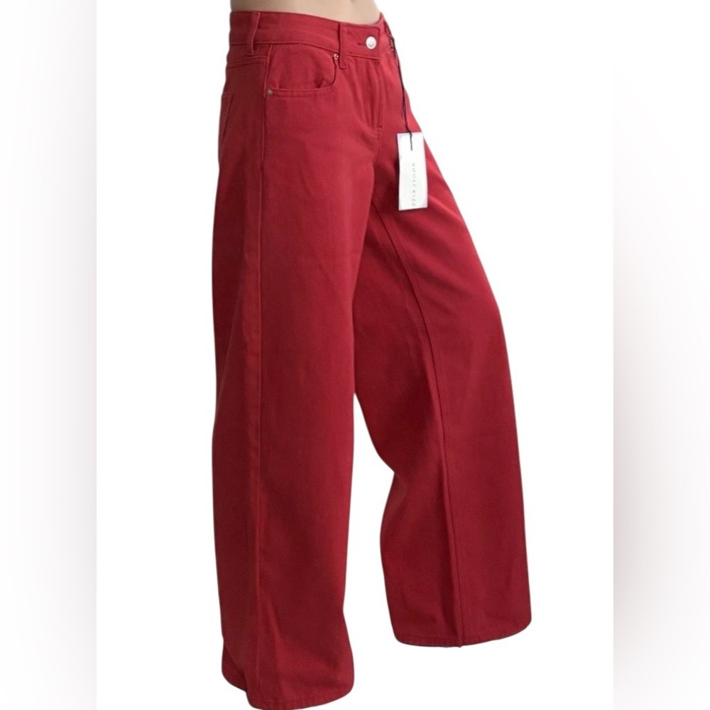 NWT Vibrant Red Wide Leg Denim Jeans - 1 - Angel Kiss 25 inch waist y2k jeans